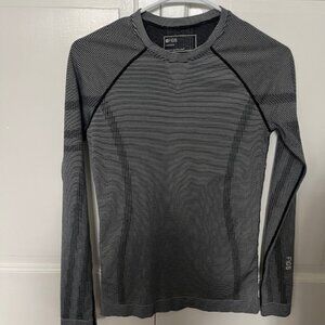 Figs Black & White Stripe Long Sleeve Top Under Scrub SMALL